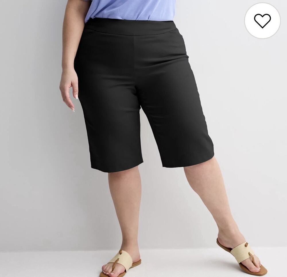 ⁠Croft & Barrow Plus Size 2X Skimmer Pants Black Mid Rise Cropped Capri NWT New